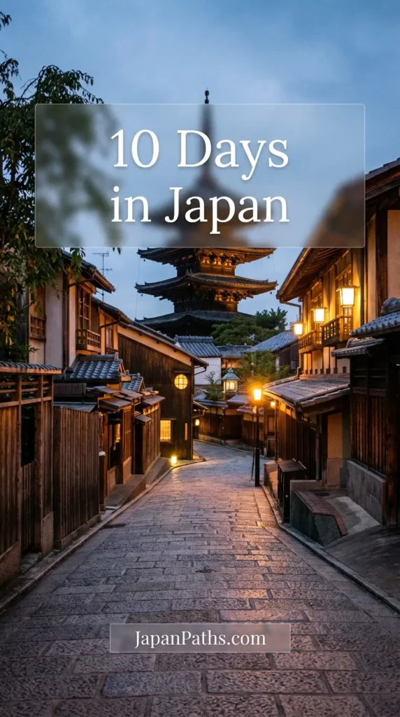 A collage of iconic Japanese landmarks including Mt Fuji and a Kyoto temple, representing a complete 10 Days in Japan itinerary. Guide for first-time travelers exploring Tokyo, Kyoto, and Osaka to experience authentic Japanese culture and food.