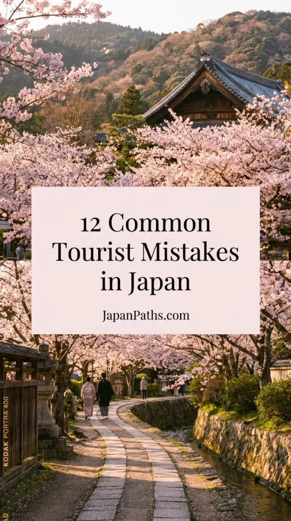 12 Common Tourist Mistakes in Japan: A vibrant street scene in Tokyo at night featuring illuminated neon signs and a crowded pedestrian crossing.