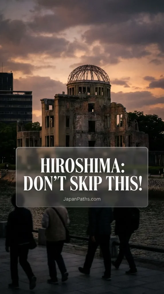Scenic view of the Great Torii Gate on Miyajima Island and the Atomic Bomb Dome in Hiroshima, Japan, during a 2-week vacation.
