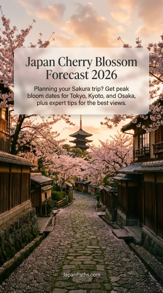 Stunning pink cherry blossoms framing a traditional Japanese temple during peak bloom. Essential visual for the Japan Cherry Blossom Forecast 2026 guide, helping travelers plan their Japan travel itineraries for Tokyo, Kyoto, and Osaka during the beautiful sakura season.