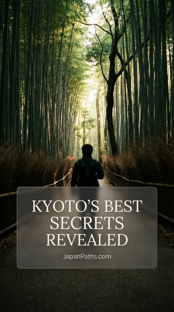 Scenic view of a traditional wooden pagoda in Kyoto surrounded by cherry blossoms and bamboo forests, a key stop on a 14-day Japan travel itinerary.