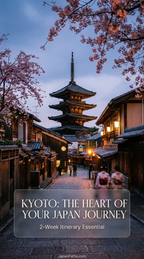 Scenic view of the golden Kinkaku-ji temple reflecting in the pond and towering bamboo stalks in Arashiyama, Kyoto, Japan.