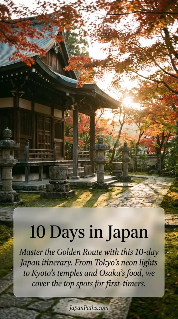 Scenic view of Mount Fuji behind the Chureito Pagoda during cherry blossom season, representing the beauty of a 10 Days in Japan trip. This guide covers the Golden Route including Tokyo, Kyoto, and Osaka for the ultimate Japan Travel experience and deep dive into Japanese Culture.
